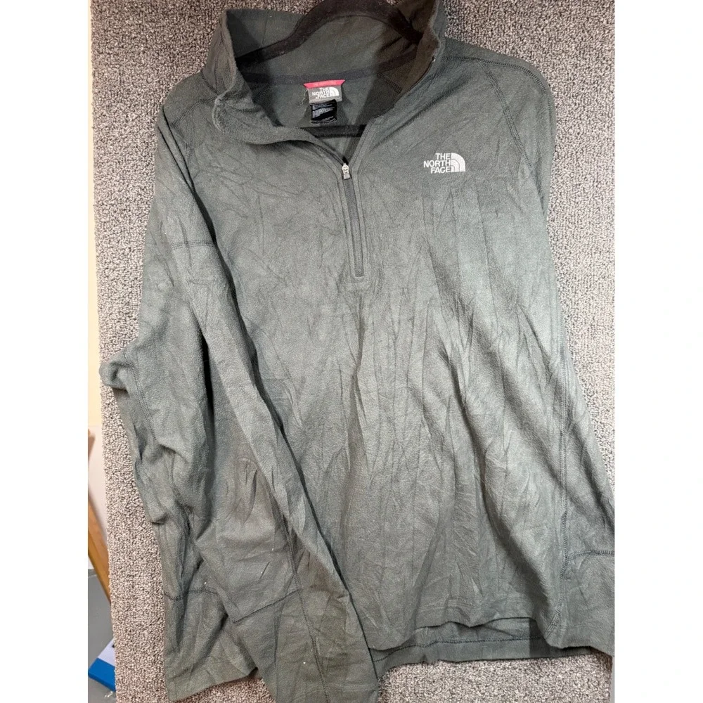 The North Face Fleece Pullover Mens XL Gray 1/4 Zip Sleeve Pocket Activewear
